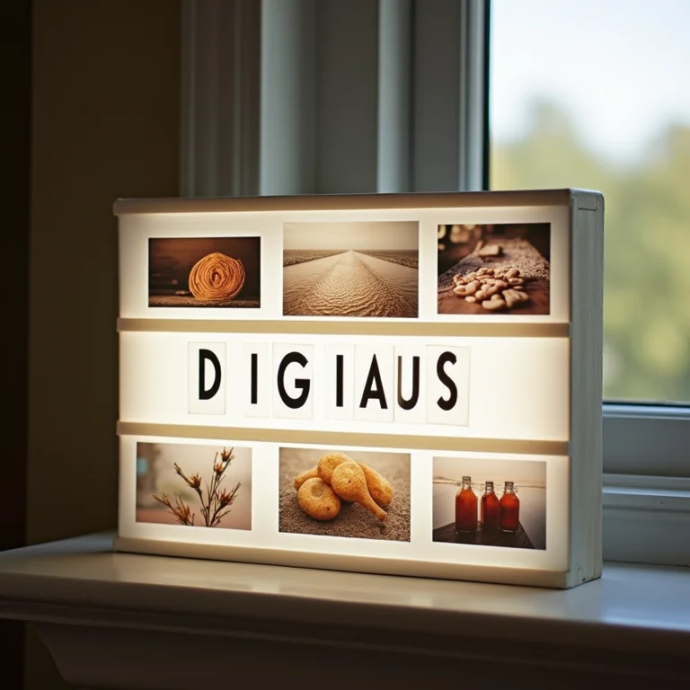 Fotos digitais exibidas em uma caixa de luz vintage