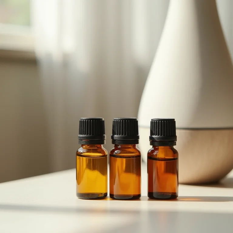 Frascos de óleos essenciais para aromaterapia