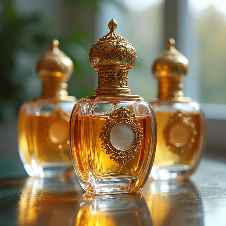 Frascos luxuosos de perfumes árabes.