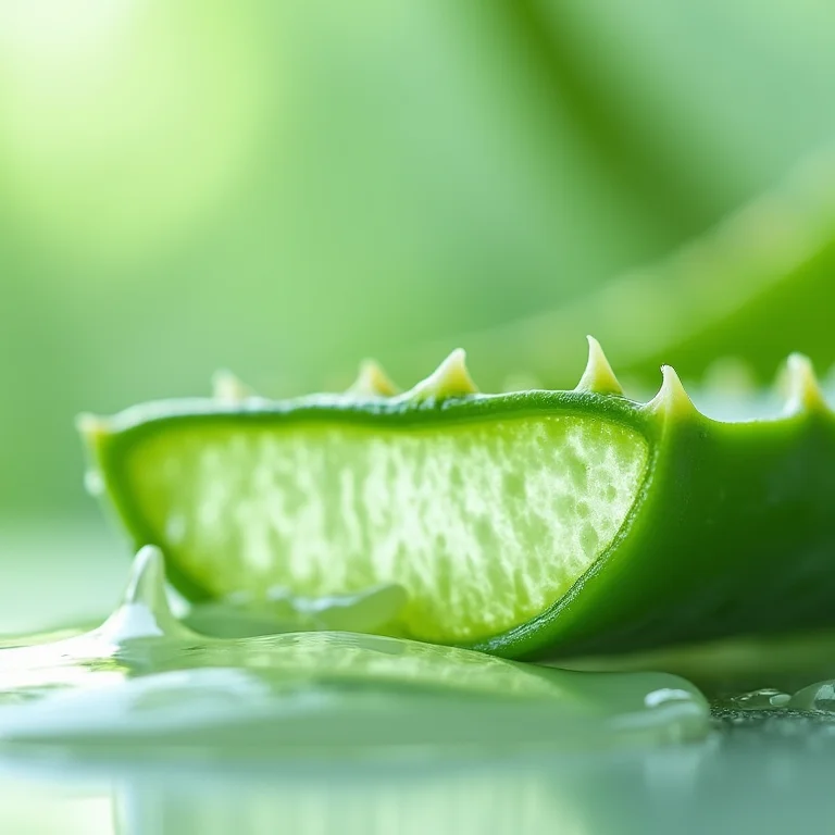 Gel de aloe vera escorrendo de folha