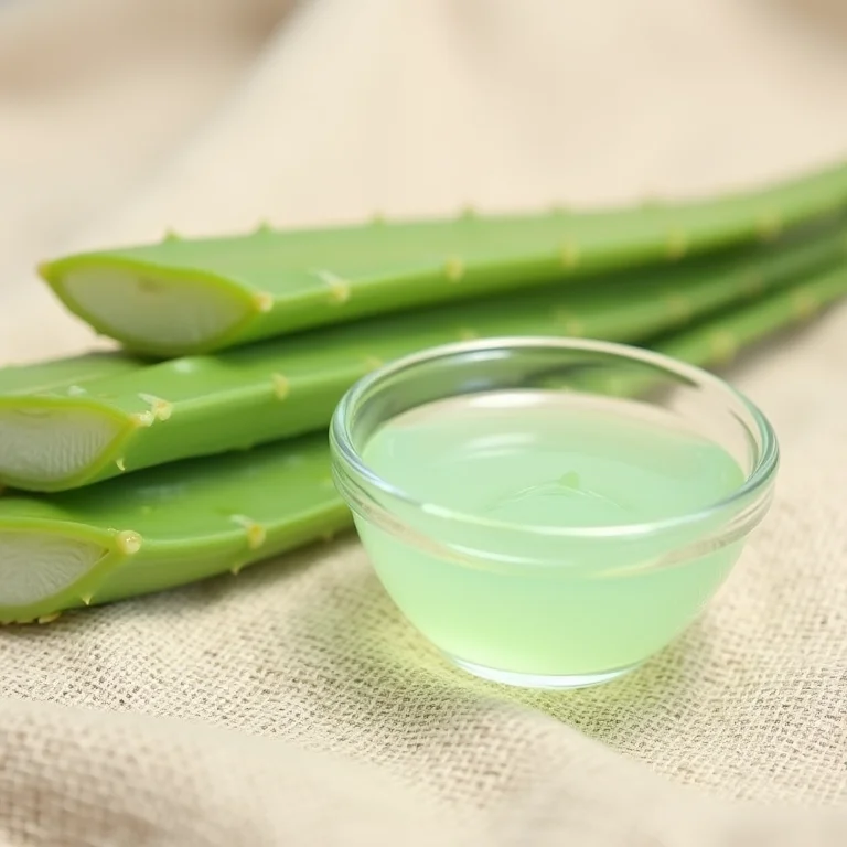 Gel de aloe vera natural e folha da planta