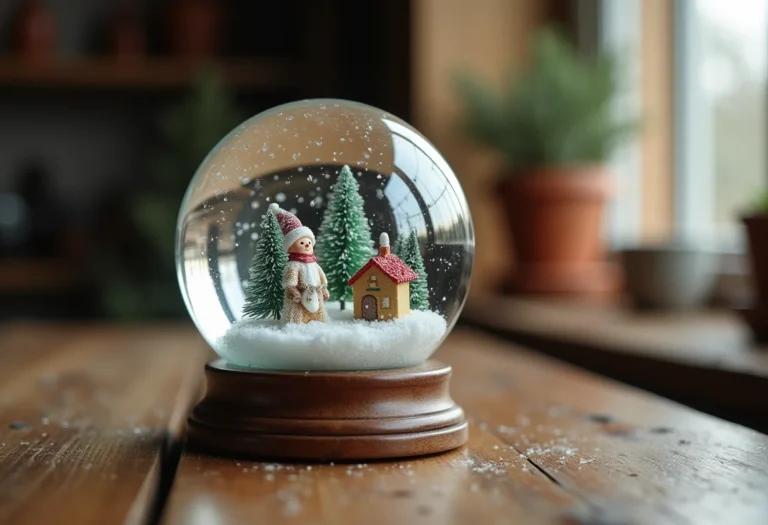 Globo de neve caseiro com pote de vidro e detalhes delicados