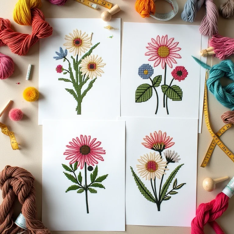Gráficos de flores silvestres em ponto cruz impressos para bordar