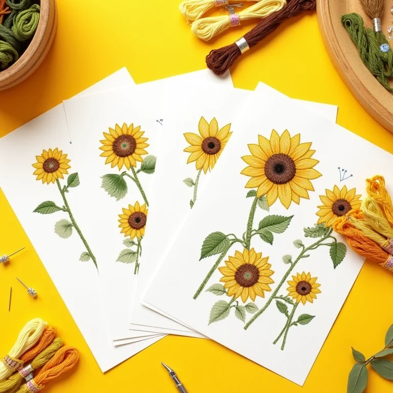 Gráficos de girassóis em ponto cruz impressos para bordar