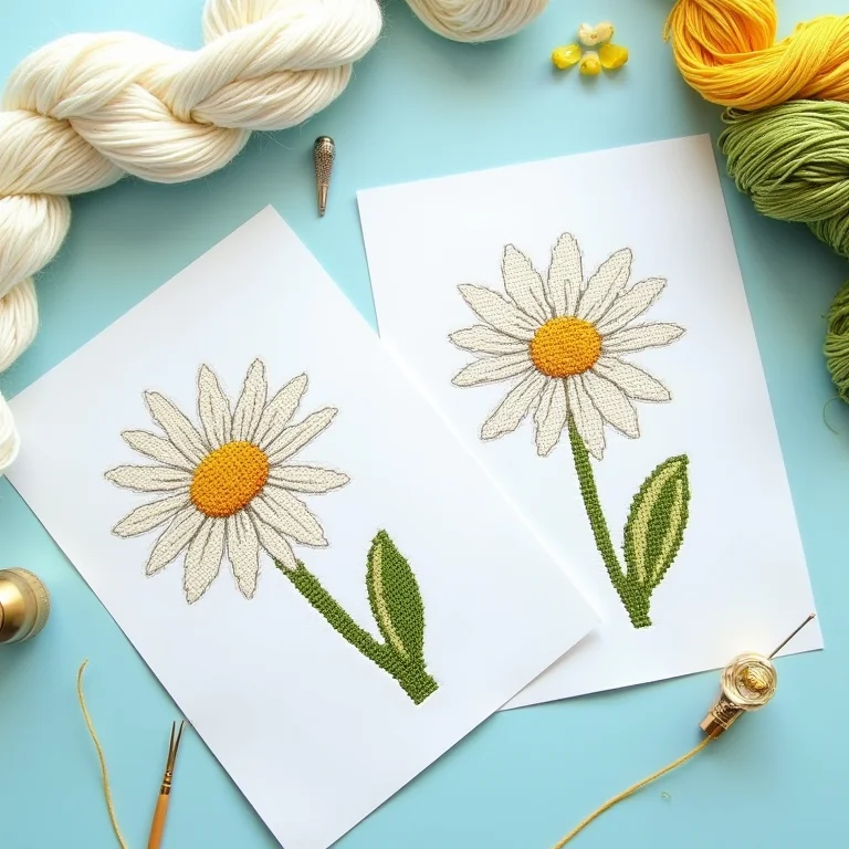 Gráficos de margaridas em ponto cruz impressos para bordar