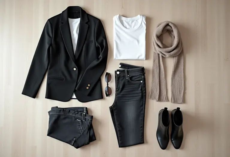 Guarda-roupa cápsula organizado com peças essenciais em tons neutros