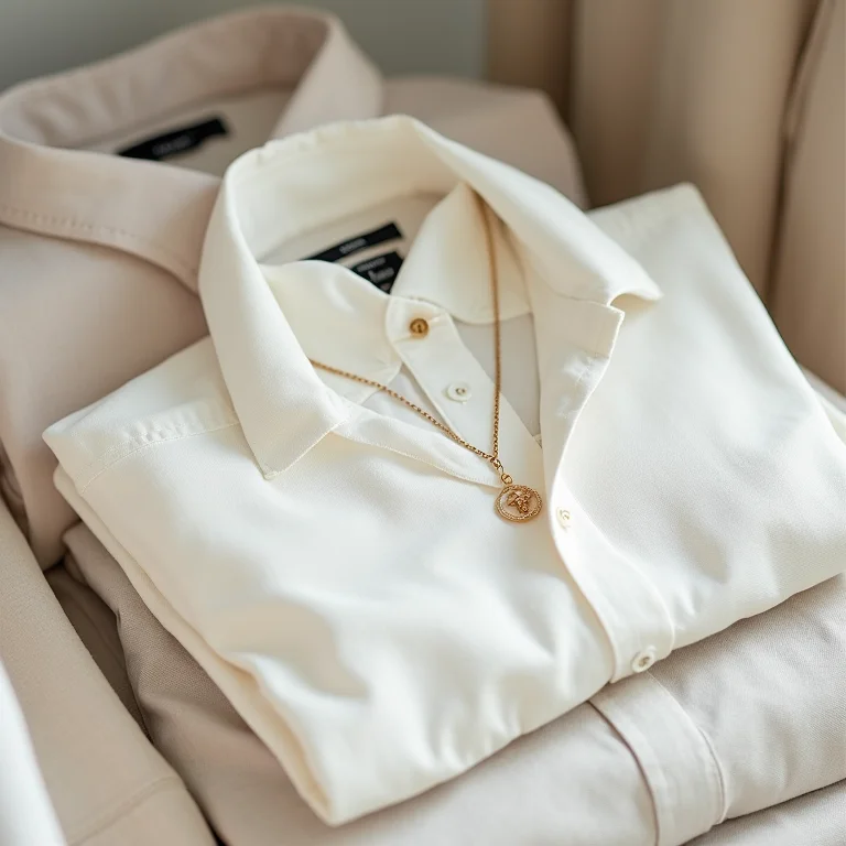 Guarda-roupa minimalista com roupas de linho em tons neutros