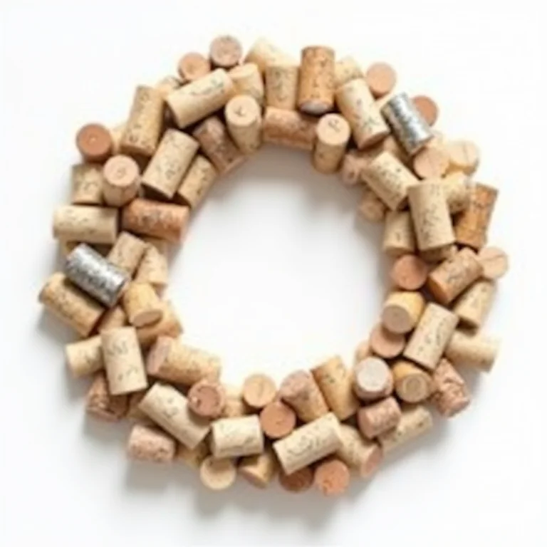 Guirlanda de Natal feita com rolhas de cortiça em fundo branco