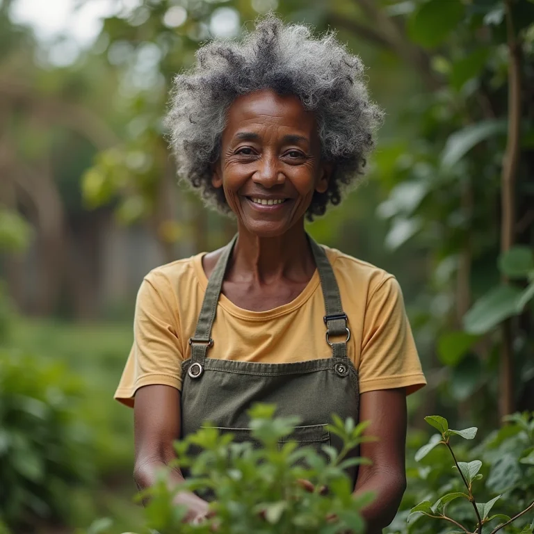 Idosa com boa postura graças ao alongamento