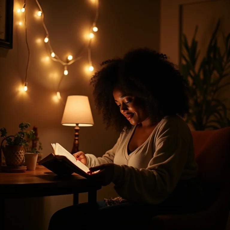 Iluminação Aconchegante para Cantinho do Café: Luzes de fada e luminária de mesa