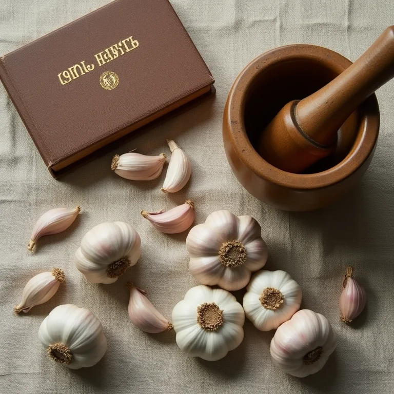 Ingredientes e utensílios para preparar chá de alho.