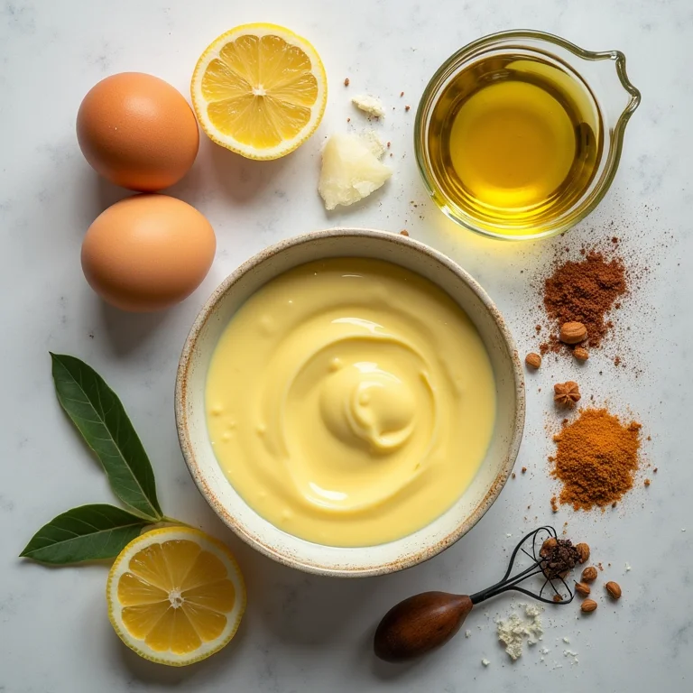 Ingredientes frescos para maionese caseira.