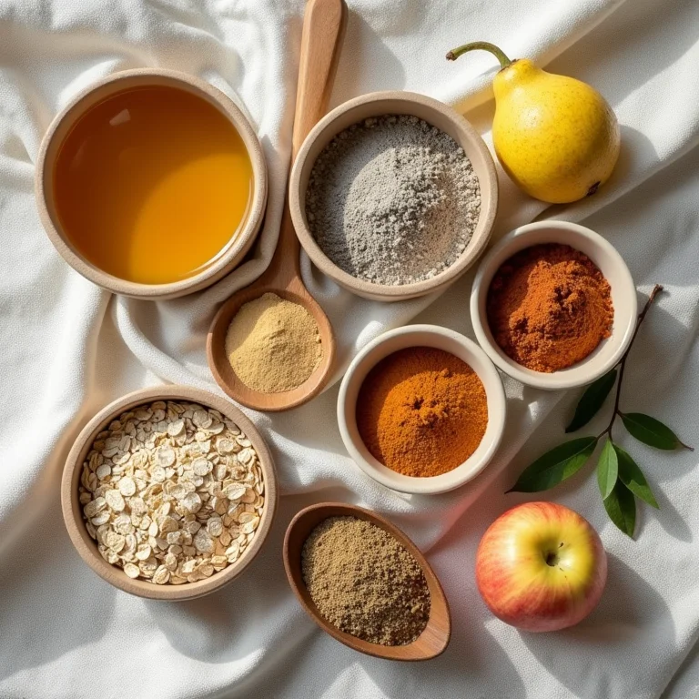 Ingredientes naturais para skincare em composição flat lay