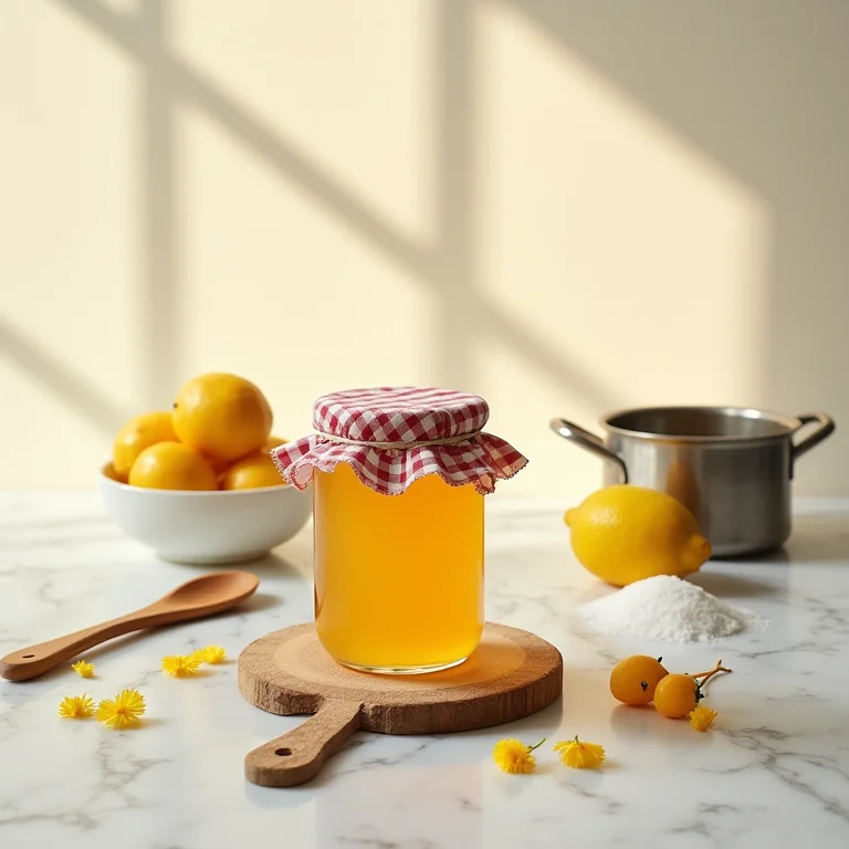 Ingredientes para geleia de pitanga dispostos em uma bancada de mármore