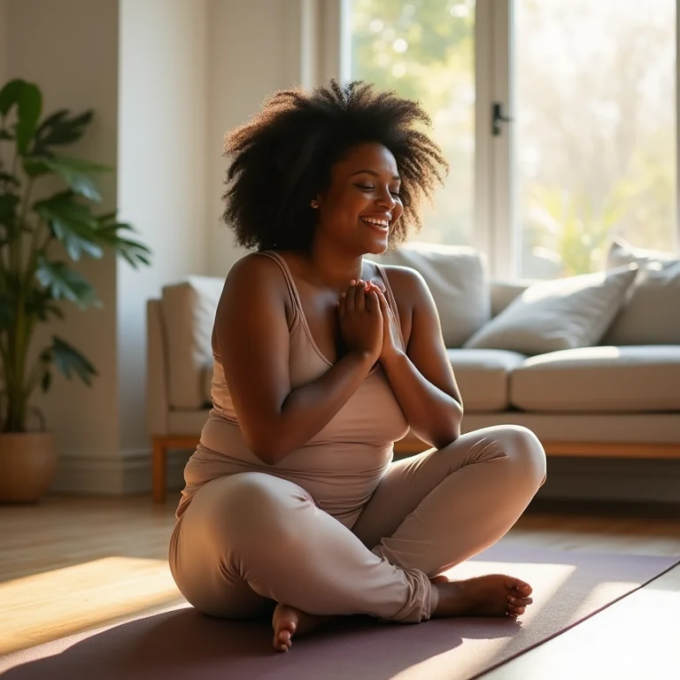 Jovem negra praticando Apanasana