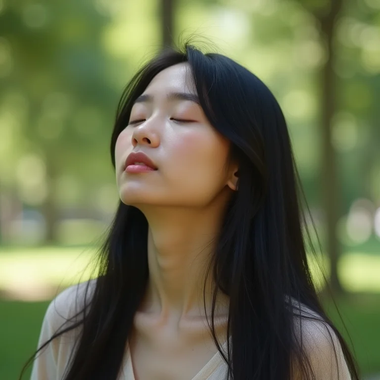 Jovem praticando respiração 4-7-8