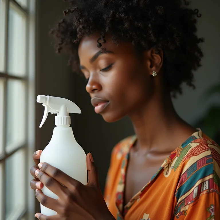 Jovem preparando desinfetante caseiro em frasco spray