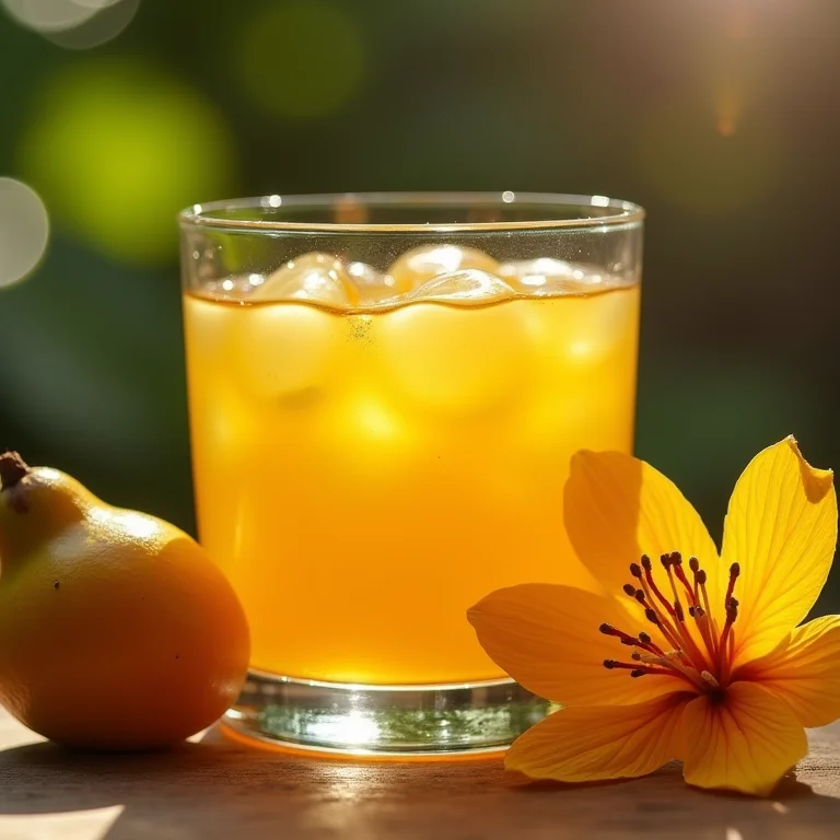 Licor de guabiroba servido em copo elegante