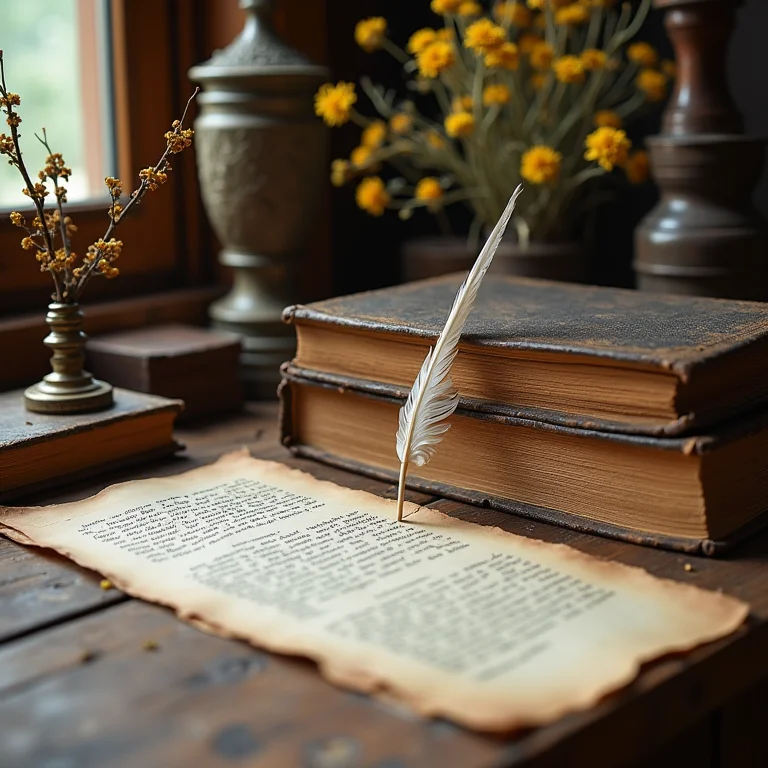 Livros antigos e materiais de escrita para cordel