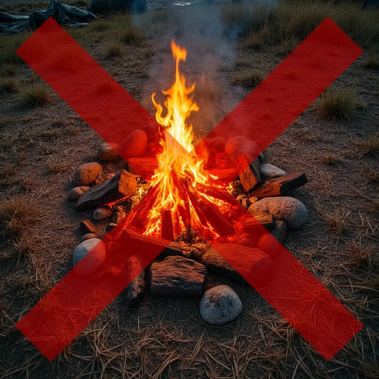 Locais perigosos para fogueiras.