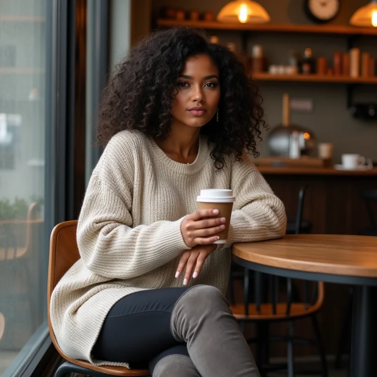 Look casual com bota de camurça: sweater, leggings e bota over-the-knee.
