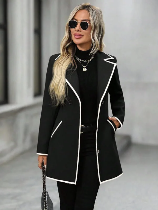 blazer preto feminino alongado looks - referência 1