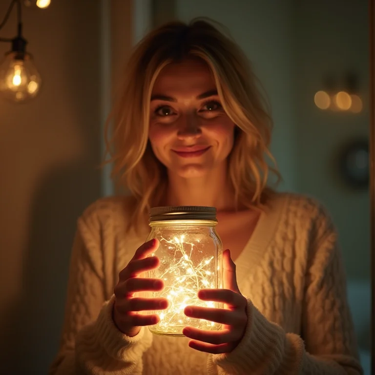 Luminária romântica feita com pote de conserva para decoração de banheiro.