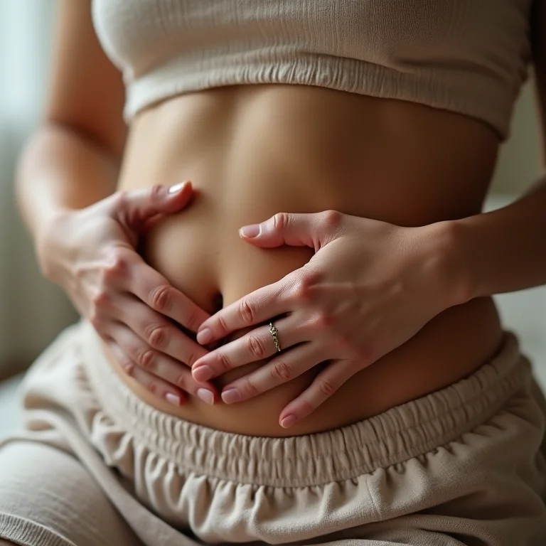 Mãos em respiração diafragmática