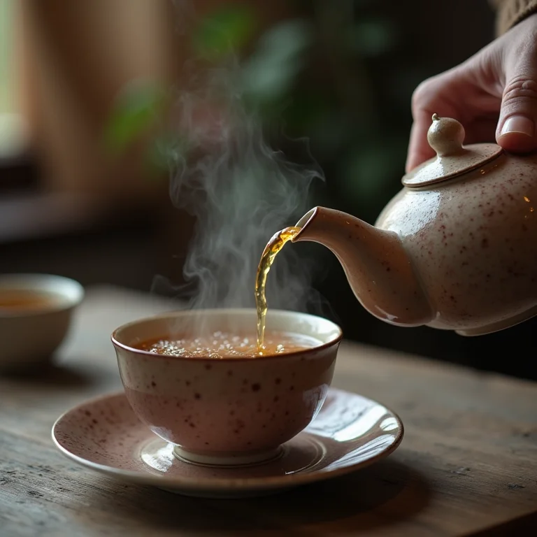 Mãos experientes preparando chá de sabugueiro com hortelã.