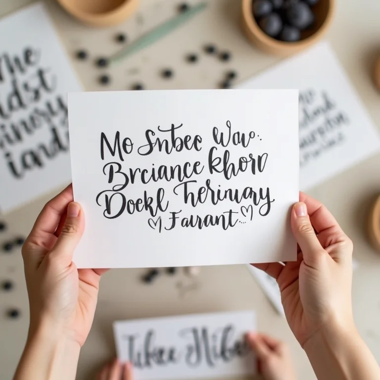 Mãos segurando amostras de fontes impressas para diferentes projetos de artesanato