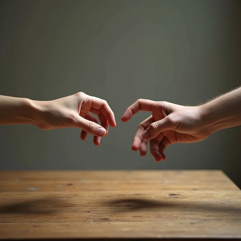 Mãos tentando se alcançar