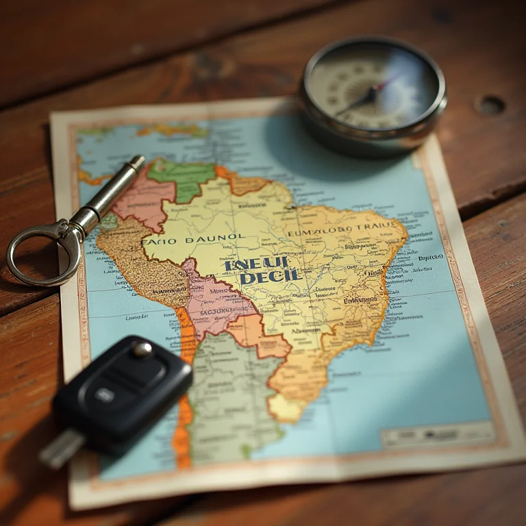 Mapa, bússola e chave de carro para trilhas perto de SP