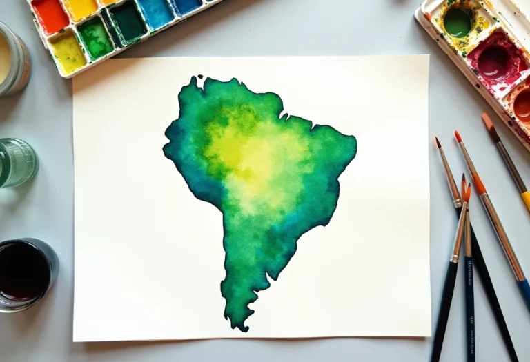 Mapa do Brasil pintado com aquarela em estilo vibrante