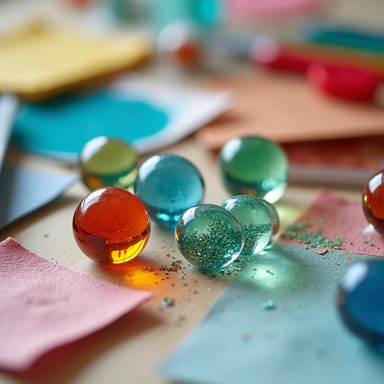 Materiais para criar uma bolinha de gude personalizada.