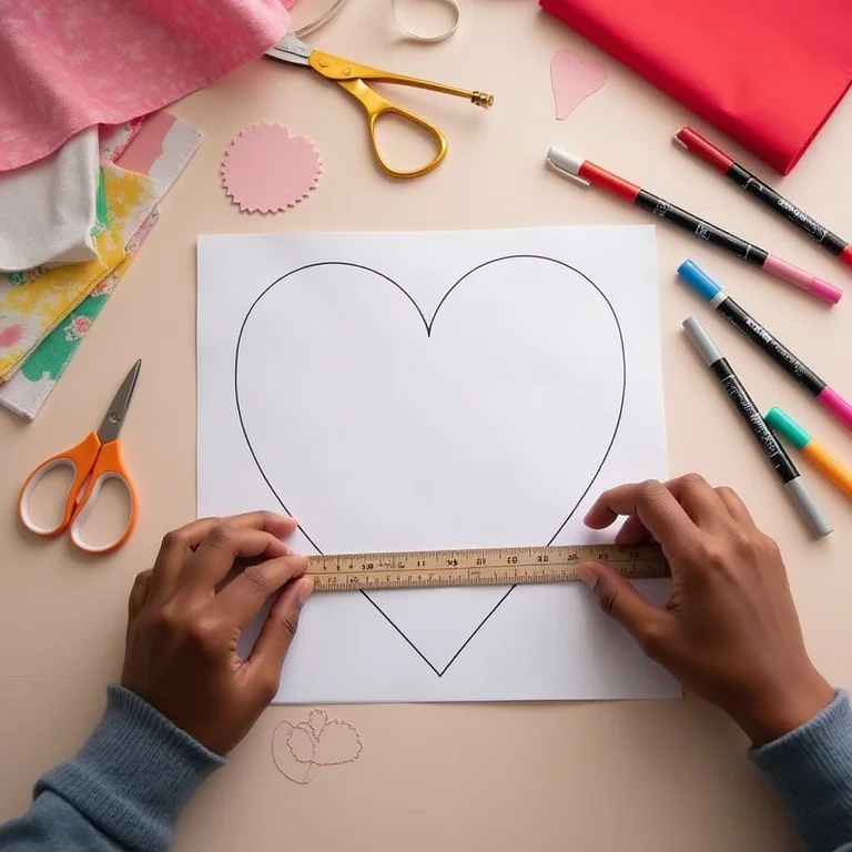 Medindo molde de coração impresso para verificar as dimensões corretas