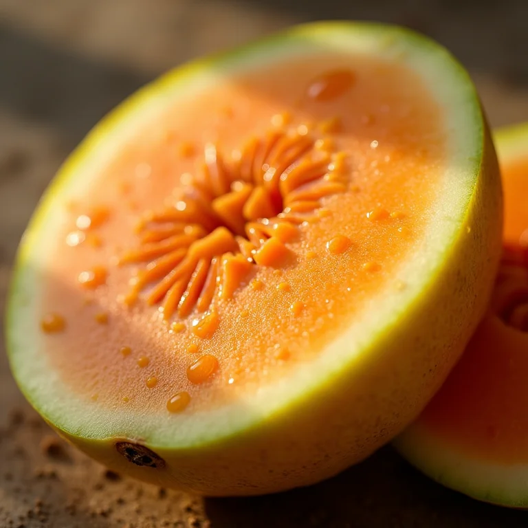 Melão fatiado com gotas de água