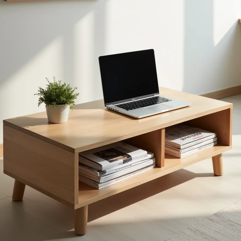 Mesa de centro multifuncional para otimizar espaços.