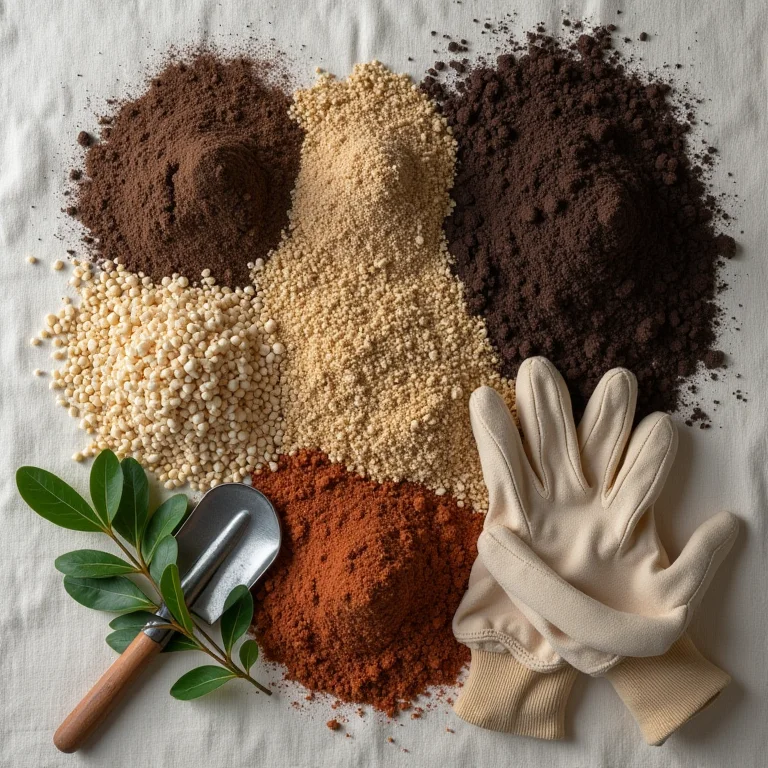 Mistura de substratos para plantio de Diascia em vaso, incluindo terra, perlita e fertilizantes.