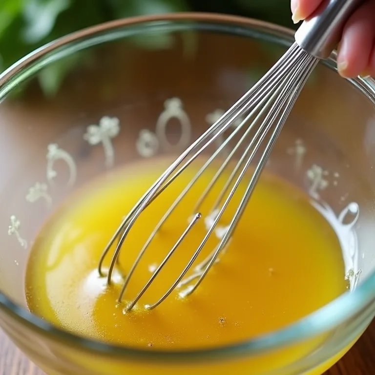 Misturando os ingredientes do vinagrete