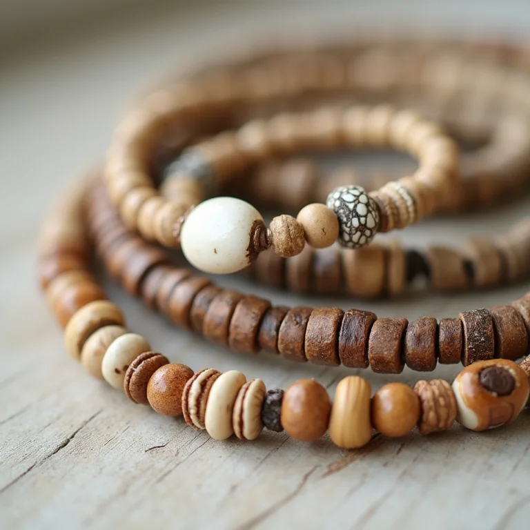 Mix de biojoias de materiais naturais em close-up