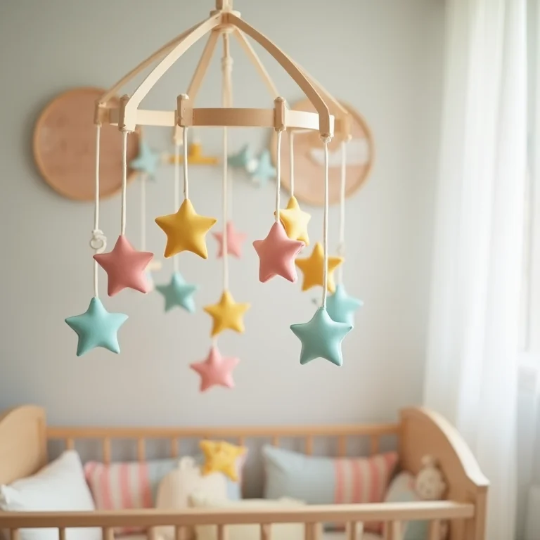 Móbile decorativo de estrelas em EVA para quarto de bebê