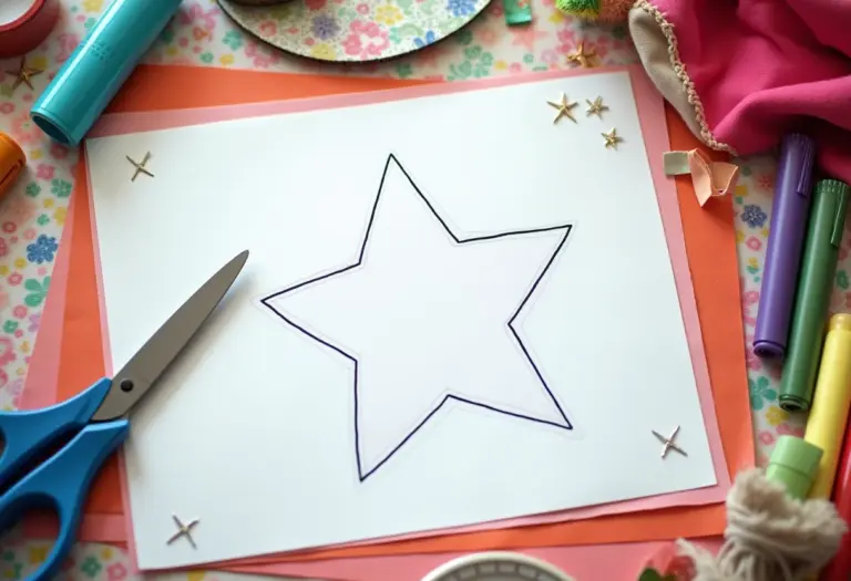 Molde de estrela A4 impresso em mesa de artesanato criativa