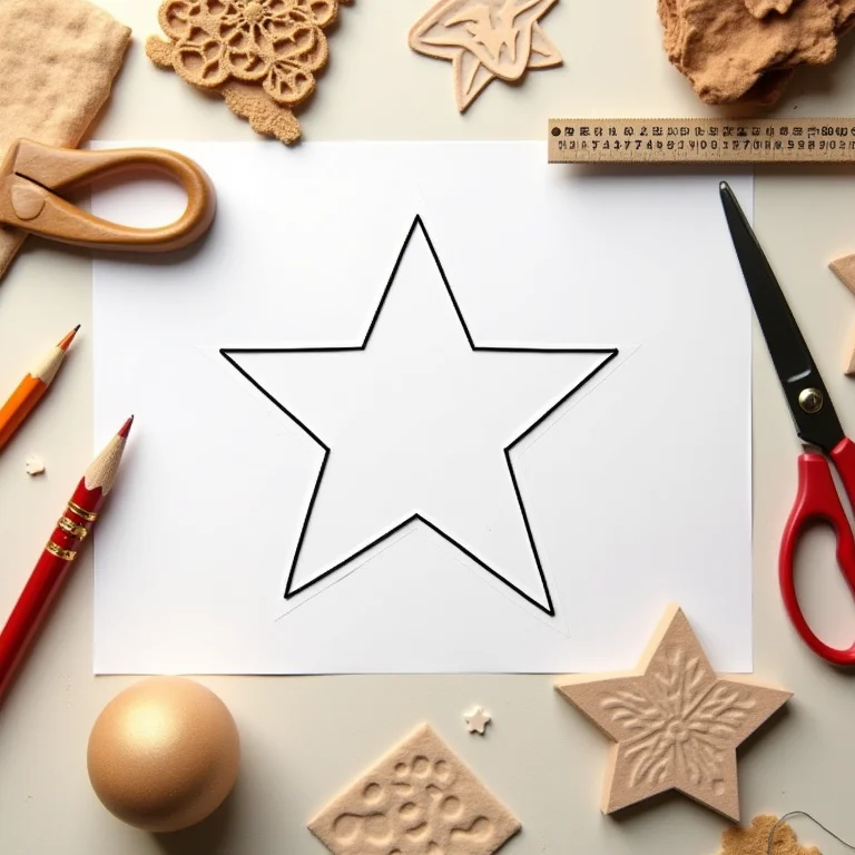 Molde de estrela de Natal com sugestões de texturas de papel