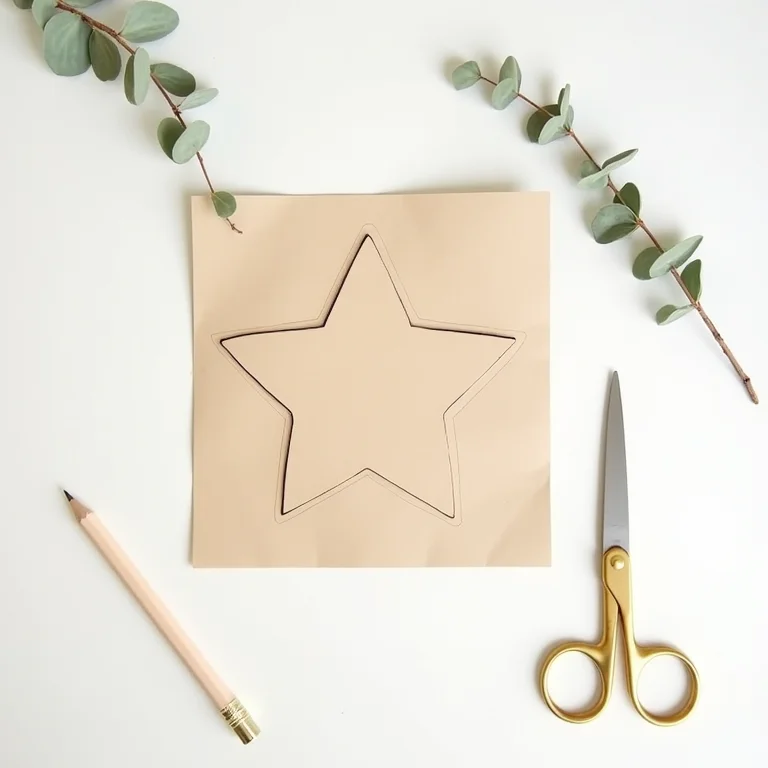 Molde de estrela de Natal minimalista em papel kraft