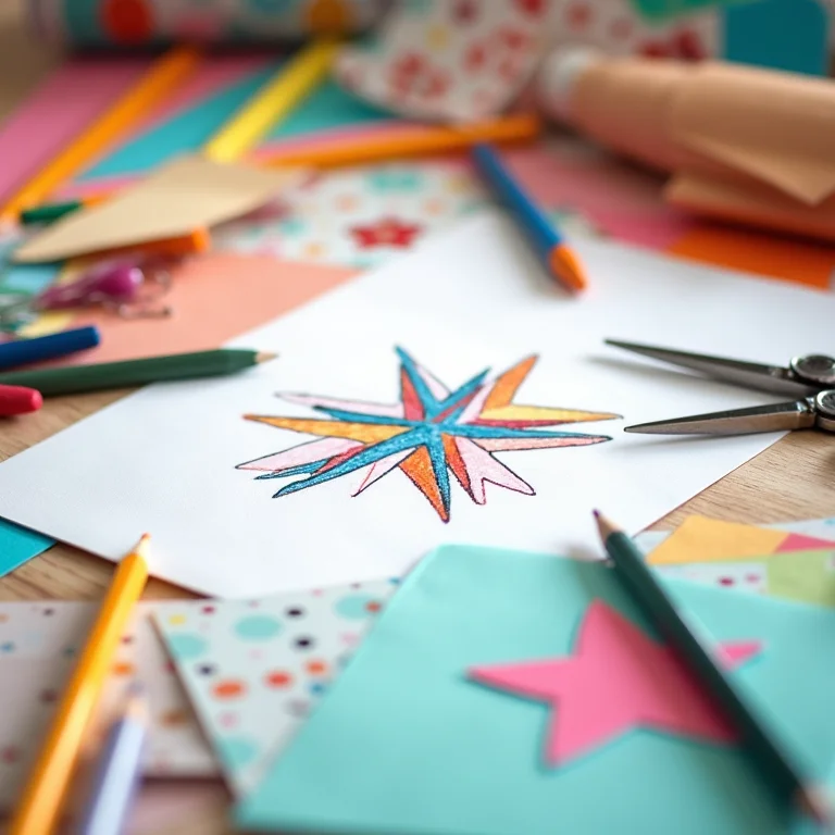 Molde de estrela sendo desenhado com compasso