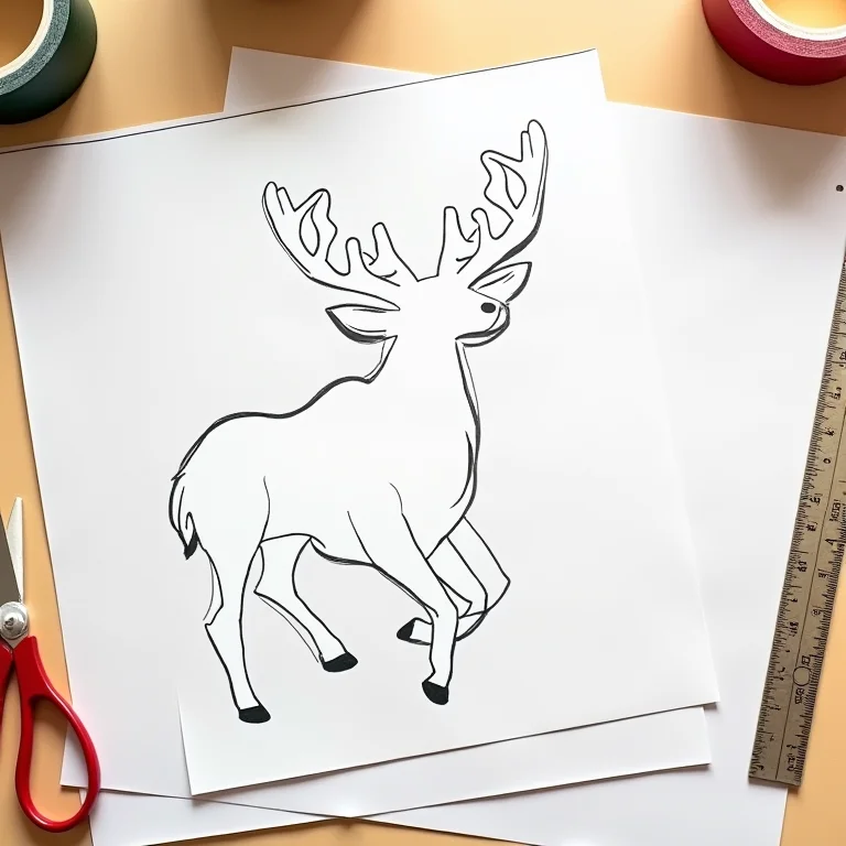 Molde de rena de Natal grande dividido em partes para impressão