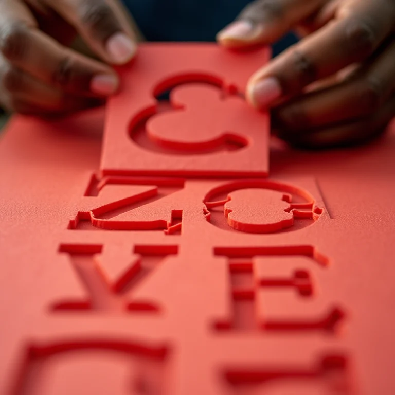 Molde vazado de letra para EVA sendo usado.