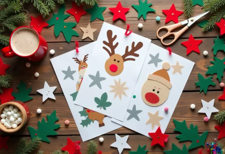 Moldes de Natal para imprimir sobre mesa de artesanato