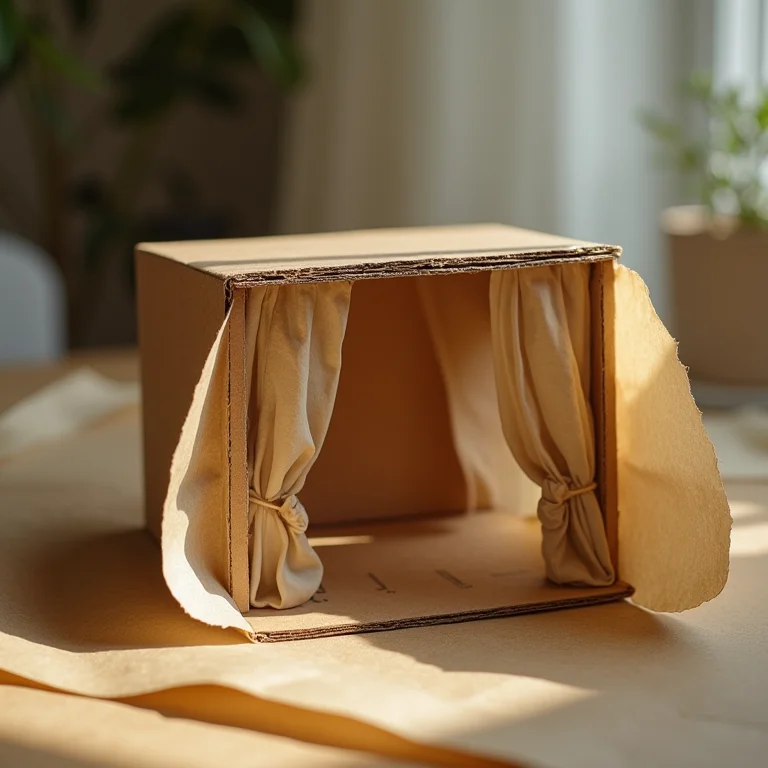 Montagem do palco do teatro de sombras