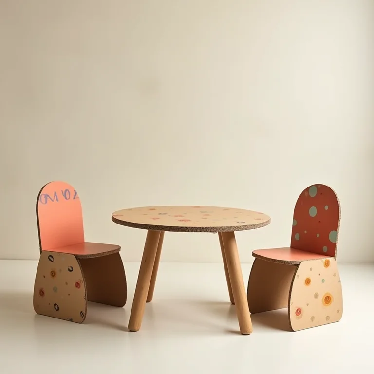 Móveis de papelão para festa infantil.